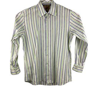 Dagr Long Sleeve Men's Button Down Striped Shirt Double Cuff Size:17.5 - 44